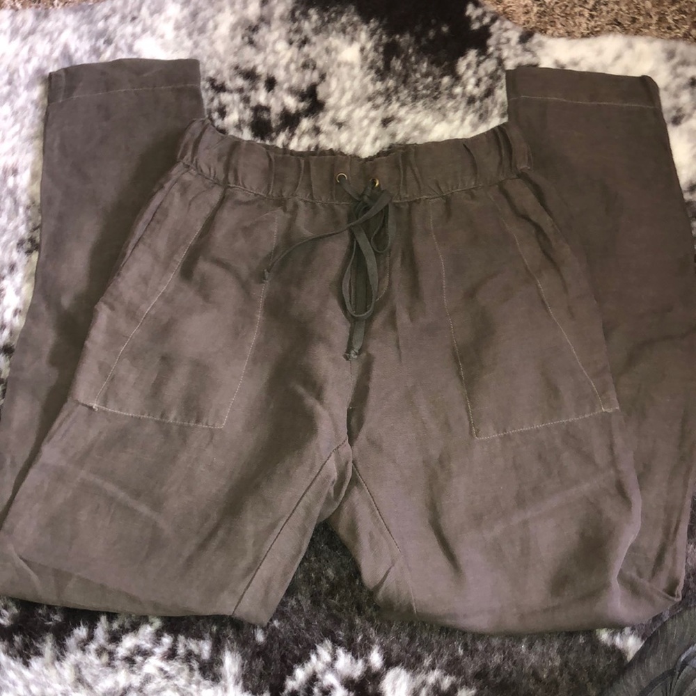 Designer linen drawstring pants